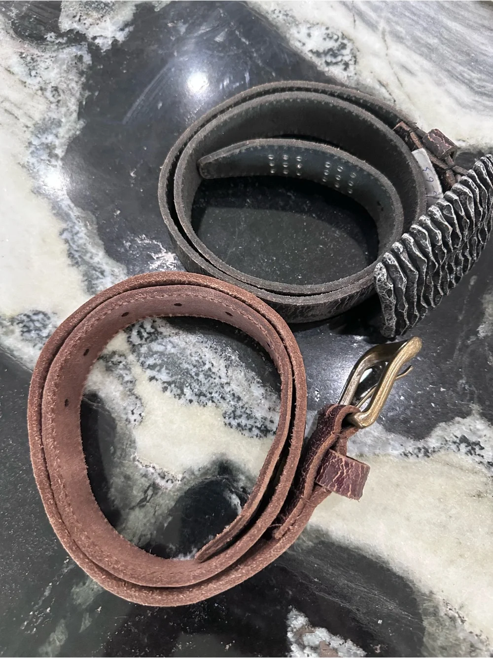 Joe's Jeans Brown Leather Kids Belts, set of 2